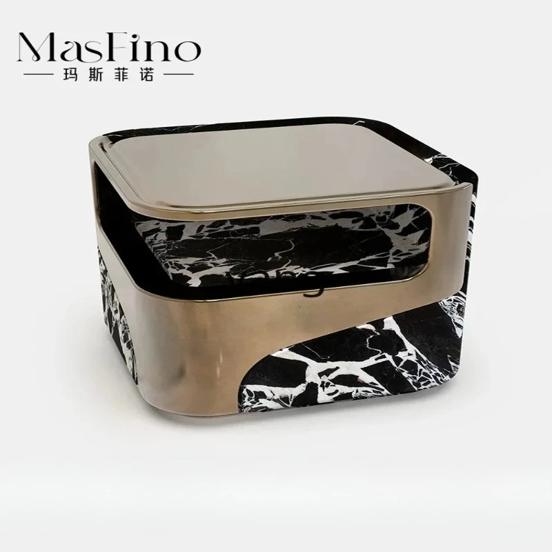 

LH Modern Simple Marble Light Luxury Bedside Table Sofa Side Cabinet Creative Living Room Small Cabinet