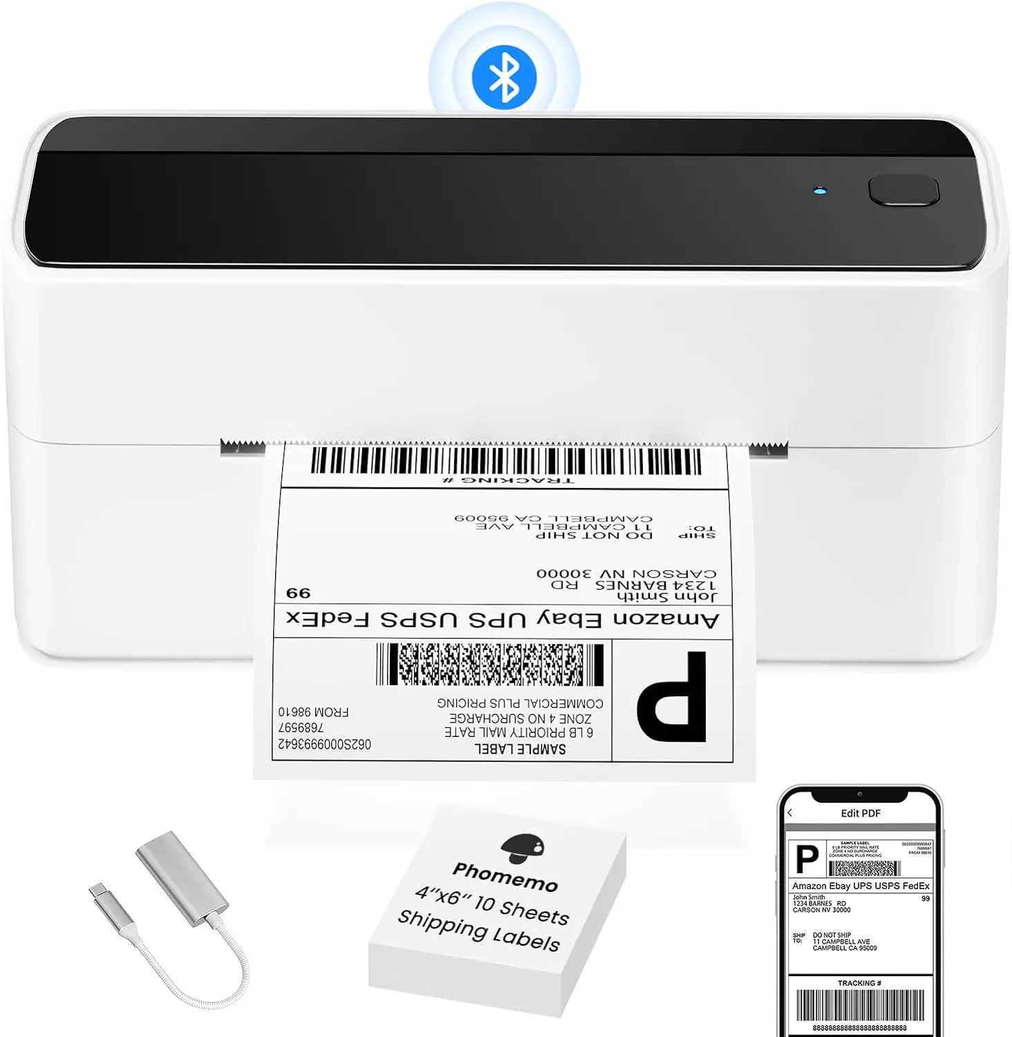Phomemo PM241BT  4x6  Thermal Printer 203DPI Shipping Label Printer  Barcode Printer for Small Business