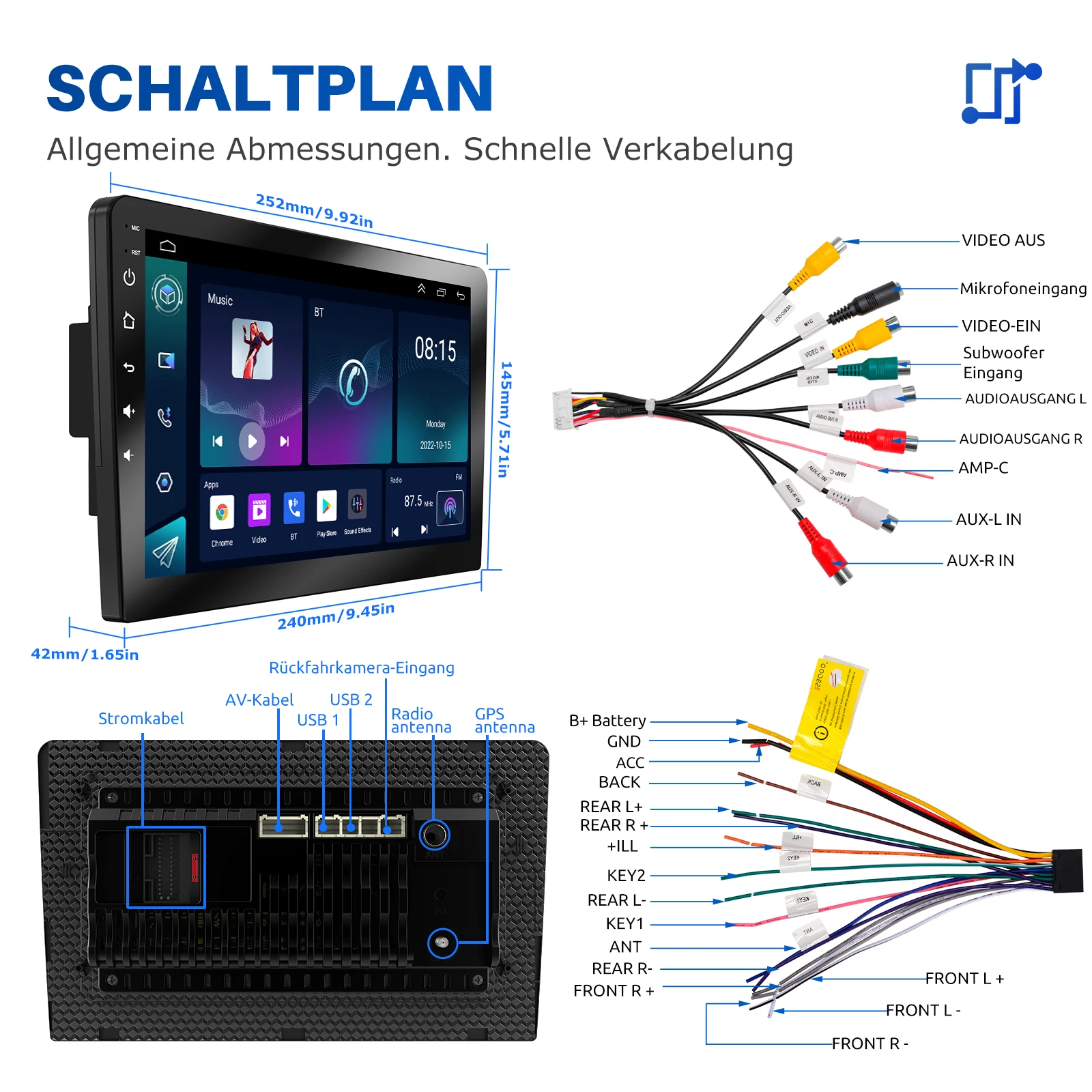 ESSGOO 7 9 10 Zoll Universal Autoradio 2GB Android Auto Carplay Auto-Stereo-Multimedia-Player GPS Autoradio Intelligente Fahrzeugsysteme – Detail 28