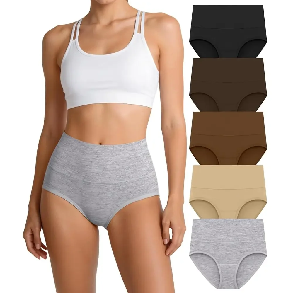 

Женское нижнее белье, хлопковые трусы с полным покрытием, женские трусики с двойным слоем в промежности, дышащие, эластичные, мягкие, 5 шт. в упаковке