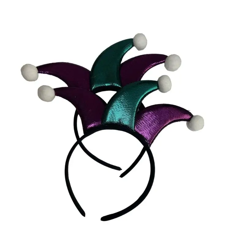 39BD Fun Headbands Clown Glitter Horn for Party Headwear for Vacation Travel