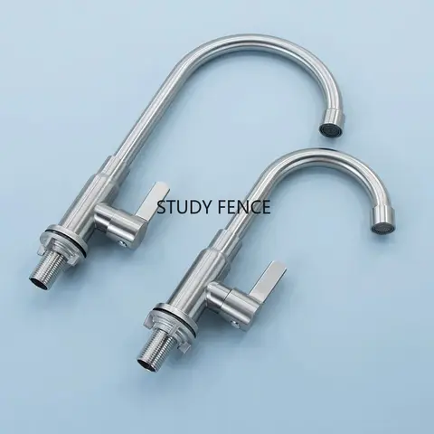 1pc Stainless Steel Faucet Bathroom Single Cooling Faucet Kitchen Household Dishwashing Faucet Household Hardware Accessories