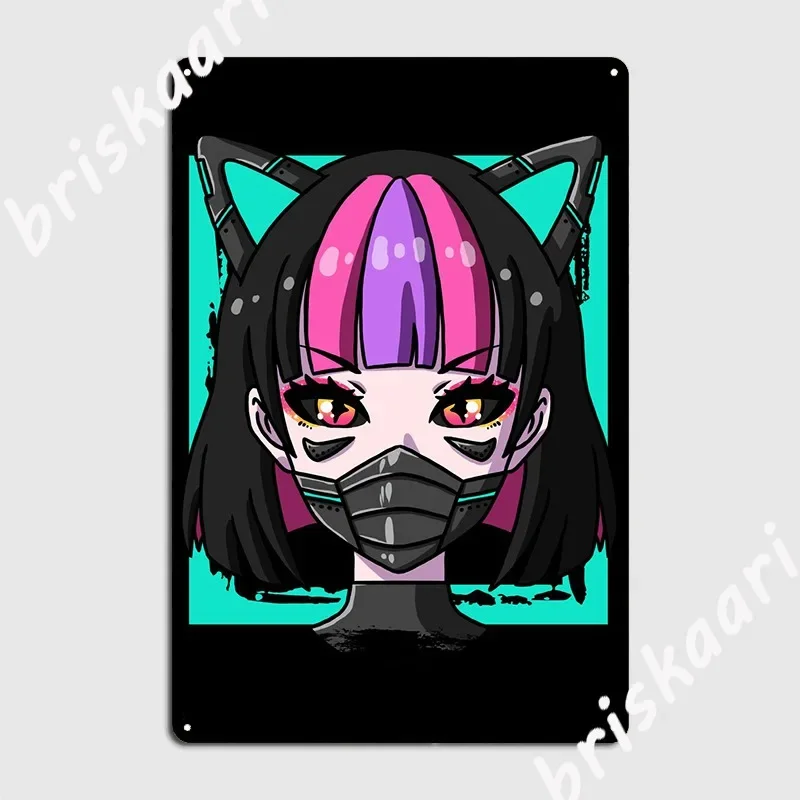 Cyborg Anime Girl Metal Sign Plaques Club Party Cinema Custom Tin Sign Poster