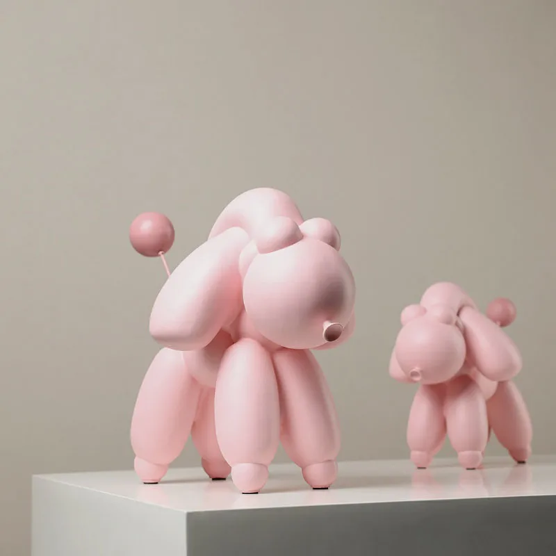 

Teenage Pink Girl Room Resin Dog Figurine Sculpture Home Bedroom Tv Cabinet Hotel Cute Macaroon Balloon Dog Statue