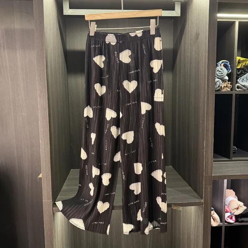 

Miyake Pleated Women's Pants Early Fall Premium Sense Niche Design Print Pleated 2025 New Simple Straight Wide Leg Pants Women