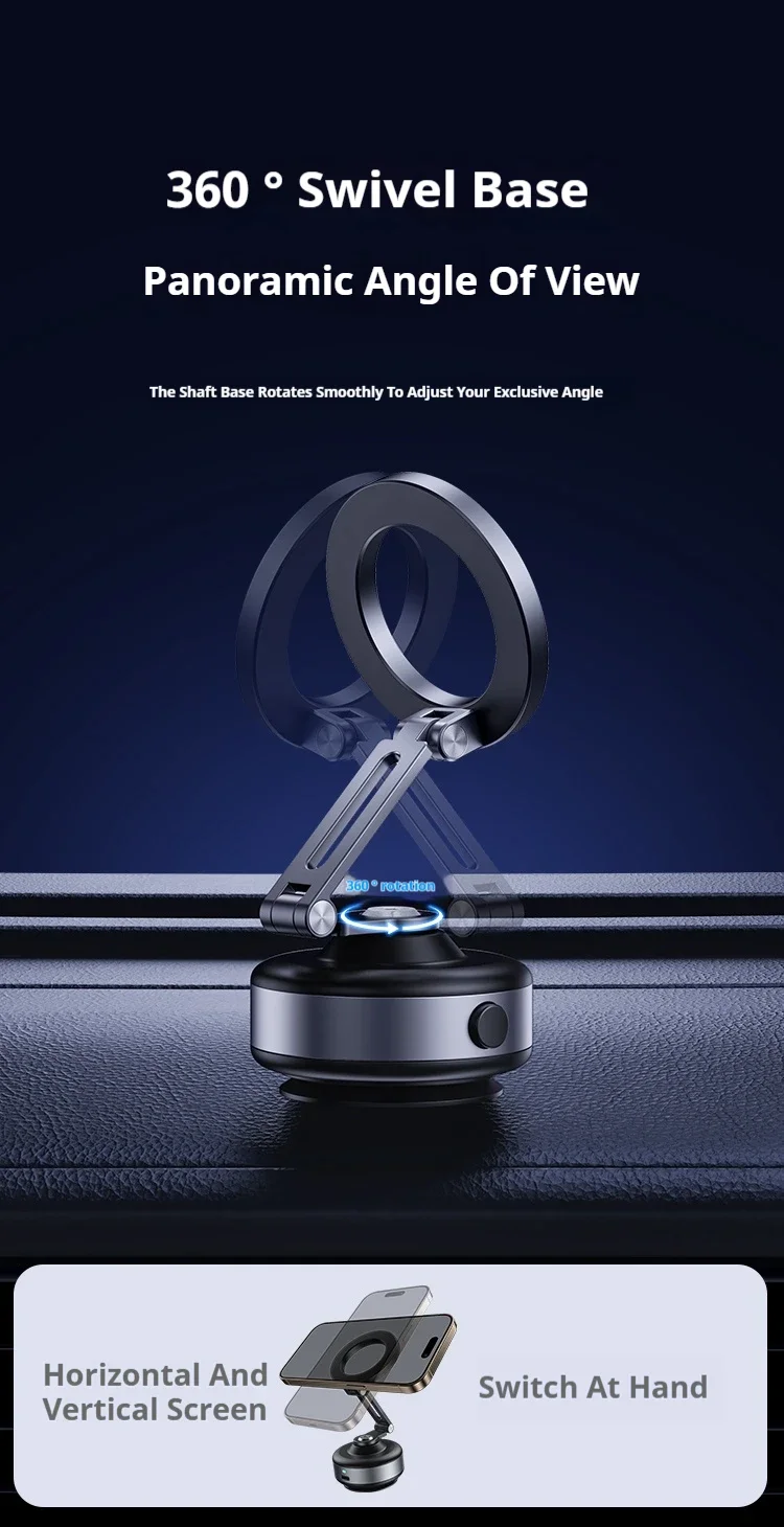 Magnetic Vacuum Suction Car Phone Holder 360° Rotating Electric Vacuum Cup Mount Universal for Car IPhone Navigation DJI Gopro