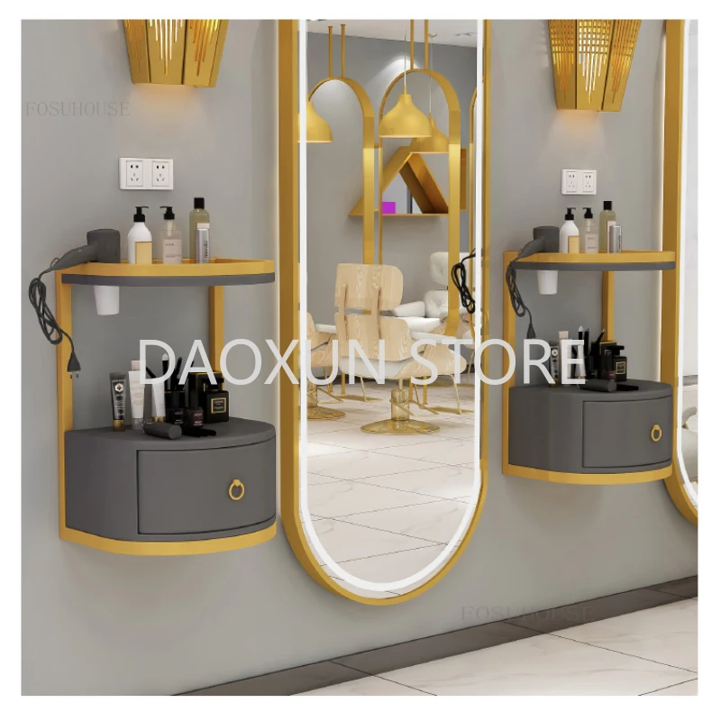 Wall-mounted Barber Shop Tool Cabinet Salon Trolleys Hair Salon Special Tool Trolley Salon Wall Design Hair Cutting Cabinet