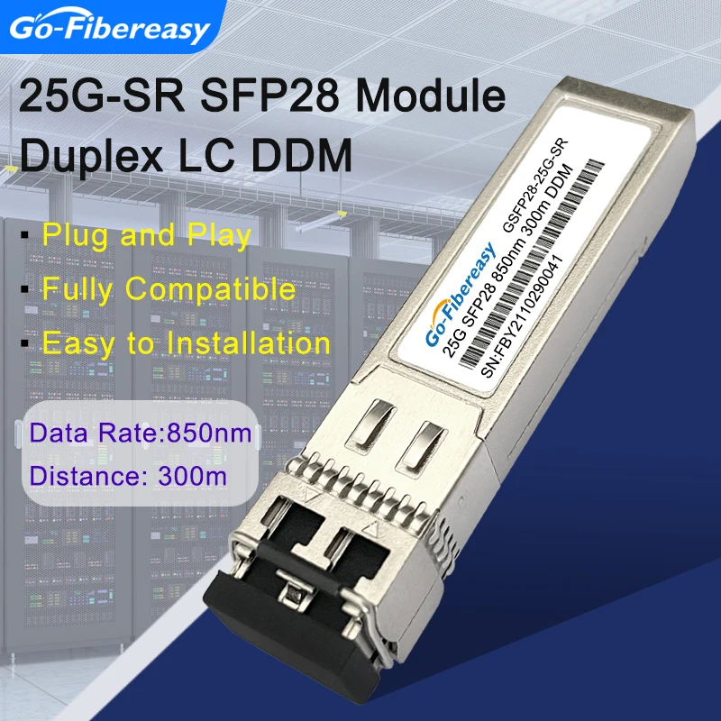 

25Gb SFP28 Transceiver Module Duplex LC Multimode Fiber 850nm 100M SFP28-25G-SR For HW/Cisco/Mikrotik/Ubiquiti on 5G Data Center