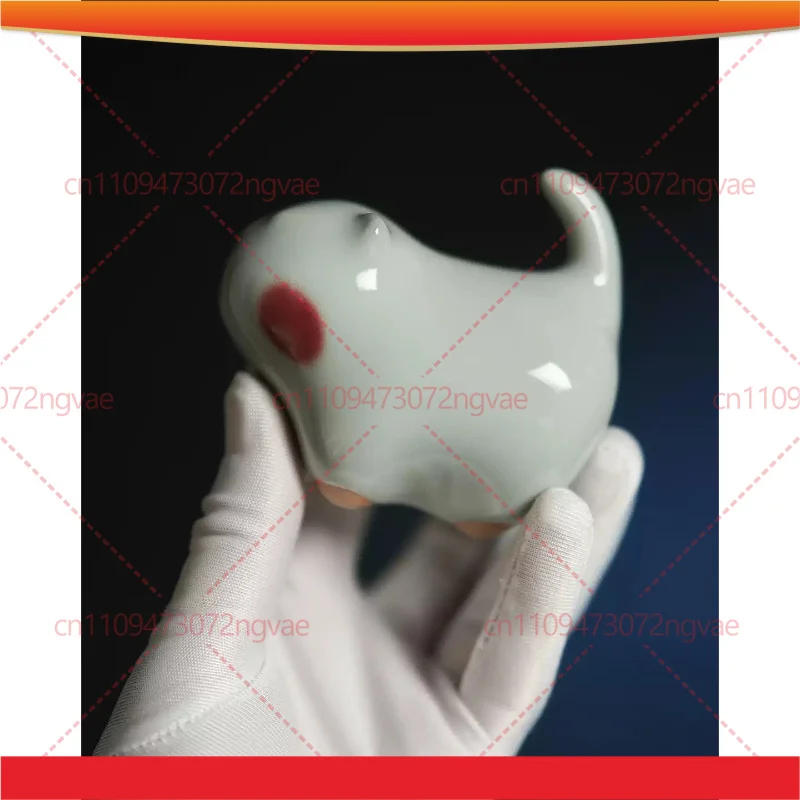 Intangible Cultural Heritage Jun Porcelain Chubby Cat Ornament, Azure Jun Red Blended Kiln Change, Creative Home Decor Figurine