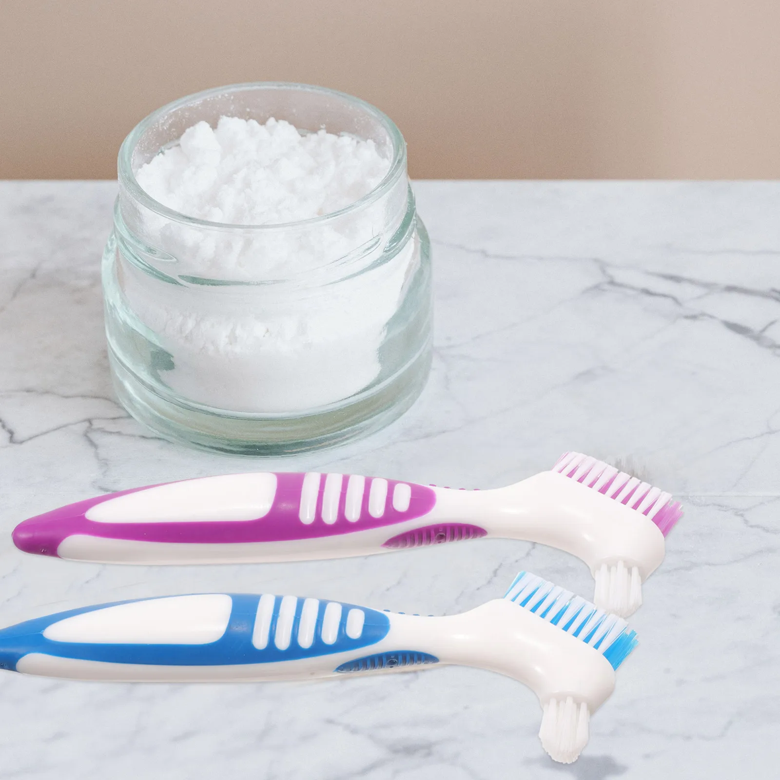 

2 Sets Denture Brush Double Sided Toothbrush Portable Mini Travel Kit Storage Box White Efficient Cleaning