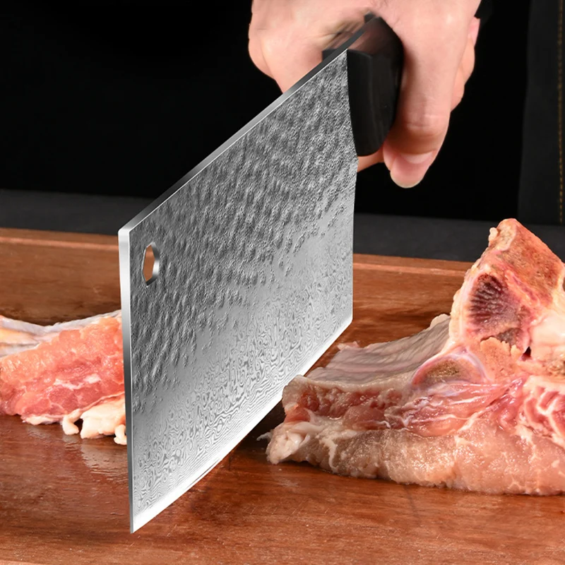 

7,3-дюймовый нож-измельчитель из дамасской стали, лезвие 9Cr18CoMov, деревянная ручка, нож для нарезки шеф-повара, кухонные ножи, инструменты для мяса и птицы