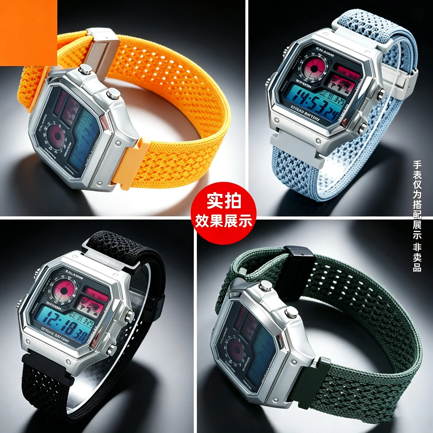 For Casio F91W W800H SGW400 F84 F105/108 A158/168 AE1200 1300 WS1700/1600 Elastic nylon Watch Strap 18mm Magnetic folding buckle view 3