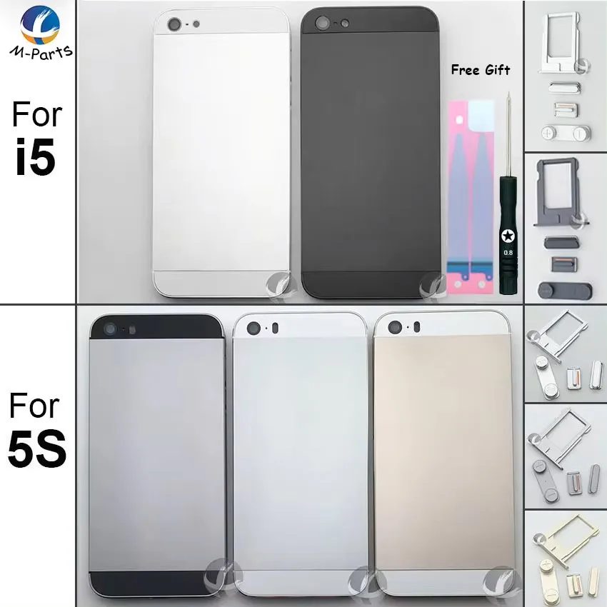 For iphone 5 5S SE Back Housing Metal Rear Cover Battery cover Lid Door Chassis Frame OEM AAA + Free Battery Sticker Tool