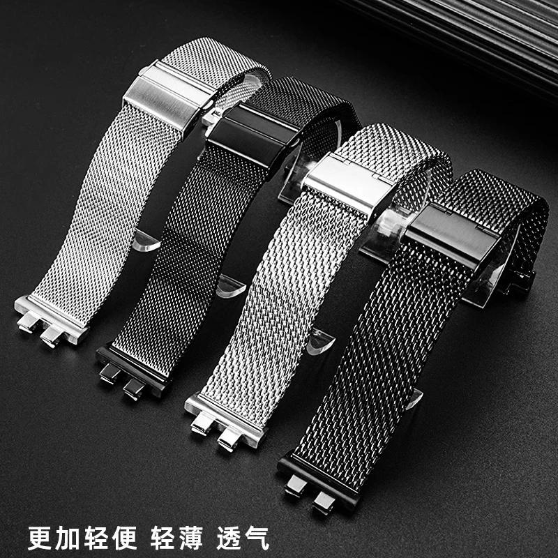 ميلان شبكة من الاستانلس استيل حزام ل كاسيو GMW-B5000 Gmw b5000 GM-B2100 حزام الرجال الرياضة الأسود الفضة معدن الفرقة سوار