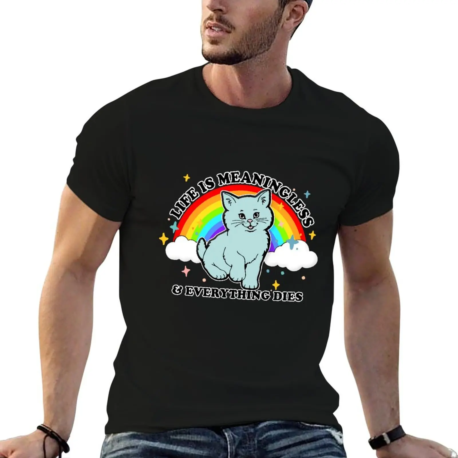 La vie n'a pas de sens et tout meurt / T-shirt au design nihiliste mignon, t-shirt en coton pour homme