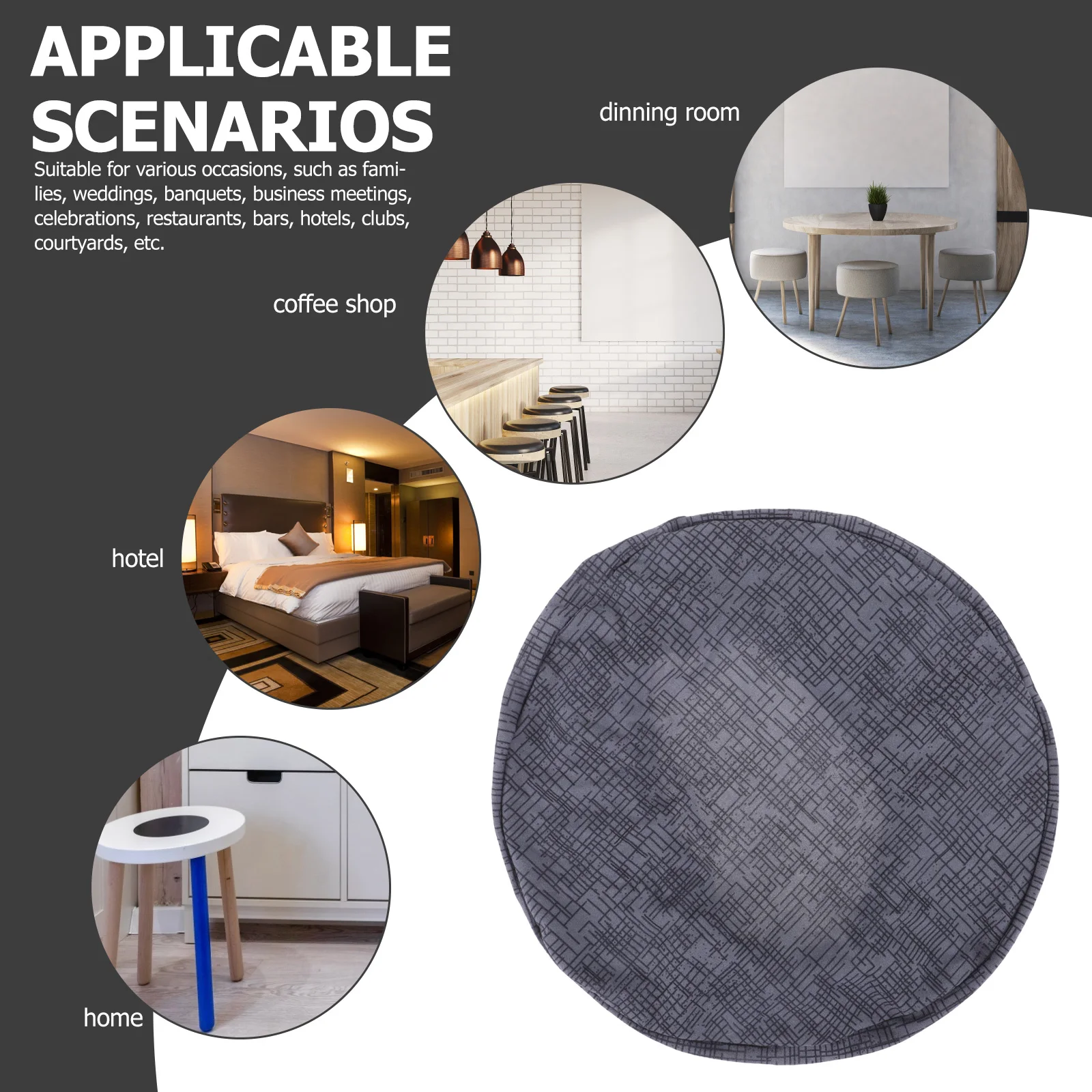 

2Pcs Round Stool Cover Polyester Wearresistant Elastic Chair Cushion Slipcover Home Stool Covers