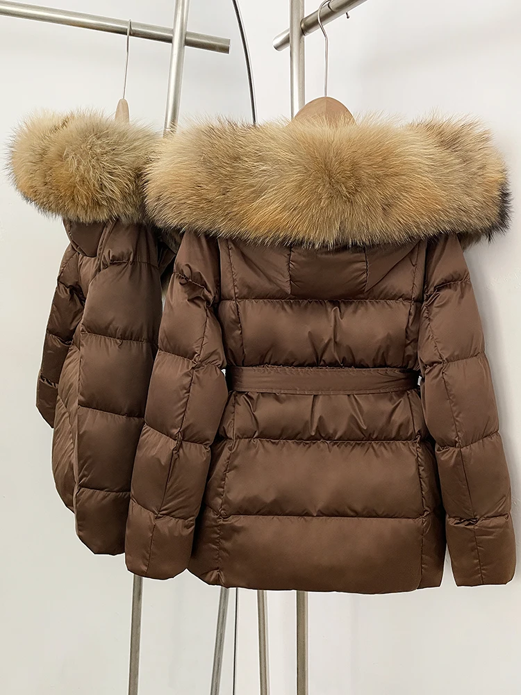 OFTBUY Winter 90% Duck Down Jacket Women Luxury Large Natural Silver Fox Fur Hooded Thick Warm Female Parkas Waterproof