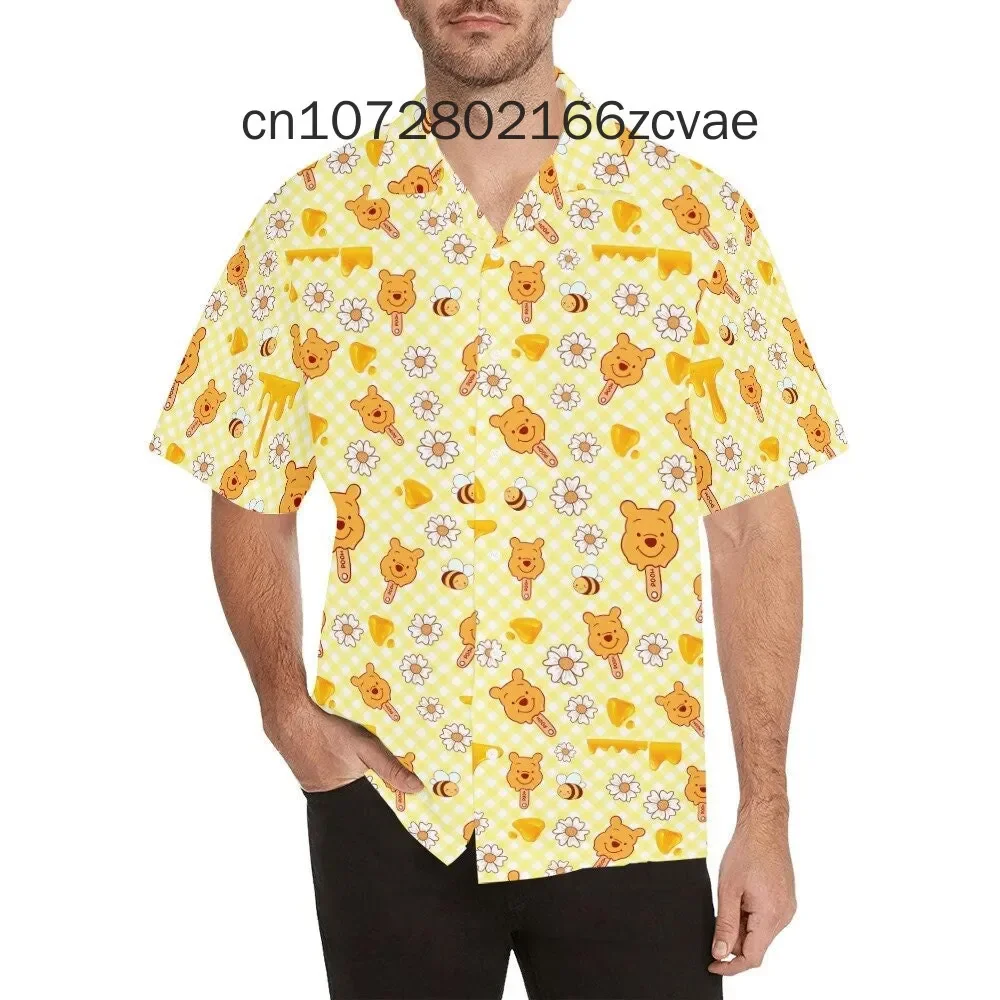 New Winnie the Pooh Hawaiian Shirt Men Women Short Sleeve Button Up Shirt Disney Hawaiian Shirt Casual Beach Shirt Harajuku Tops