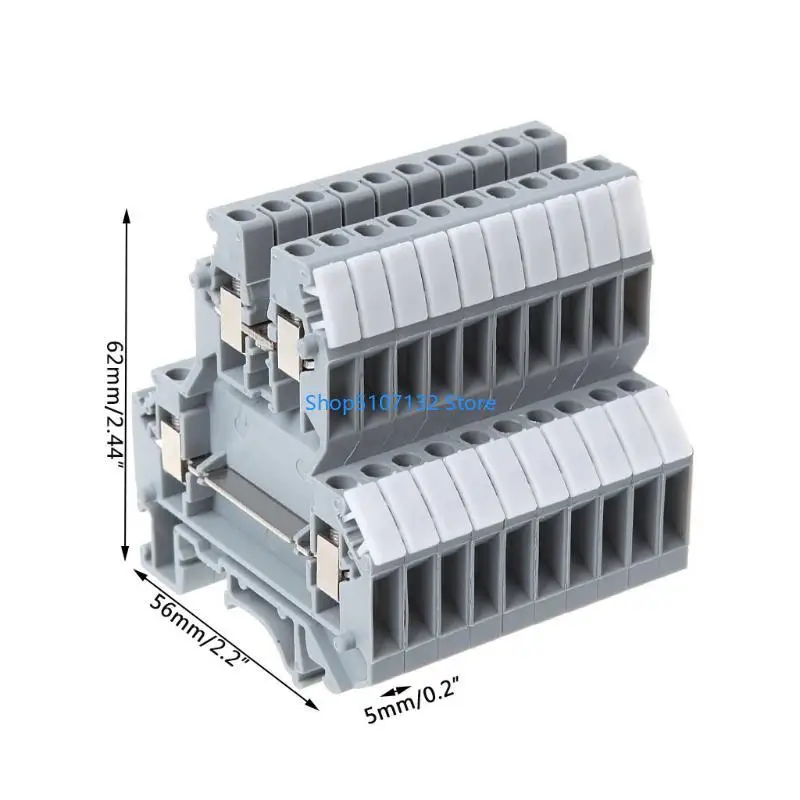 87HD 50 Pcs UKK3 DIN Double Level Dual Row Terminal Block 500V 25A 28-12AWG Gray
