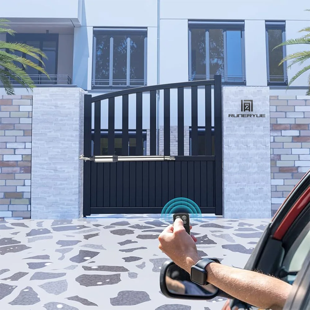 فتاحة بوابة متأرجحة واحدة (مجموعة نصف متوسطة التحمل) - جهاز تحكم عن بعد، 440 رطل بحد أقصى 16 قدم، واي فاي اختياري وطاقة شمسية