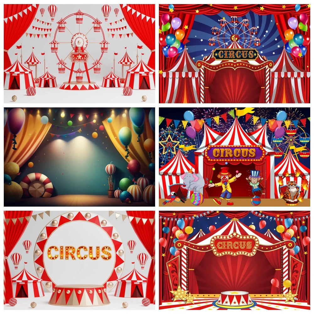 

Circus Backdrops For Photography Newborn Baby Birthday Balloon Ferris Wheel Party Backgrounds Carnival Photocall Photo Studio