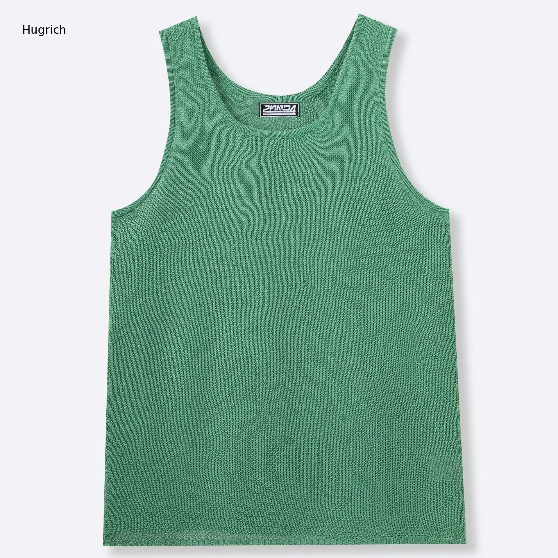 Slim Fit Hollow Out Crochet Knit Sleeveless Top, Soft Breathable Mesh Tank Shirt for Summer Vacation Fitness Casual Wear