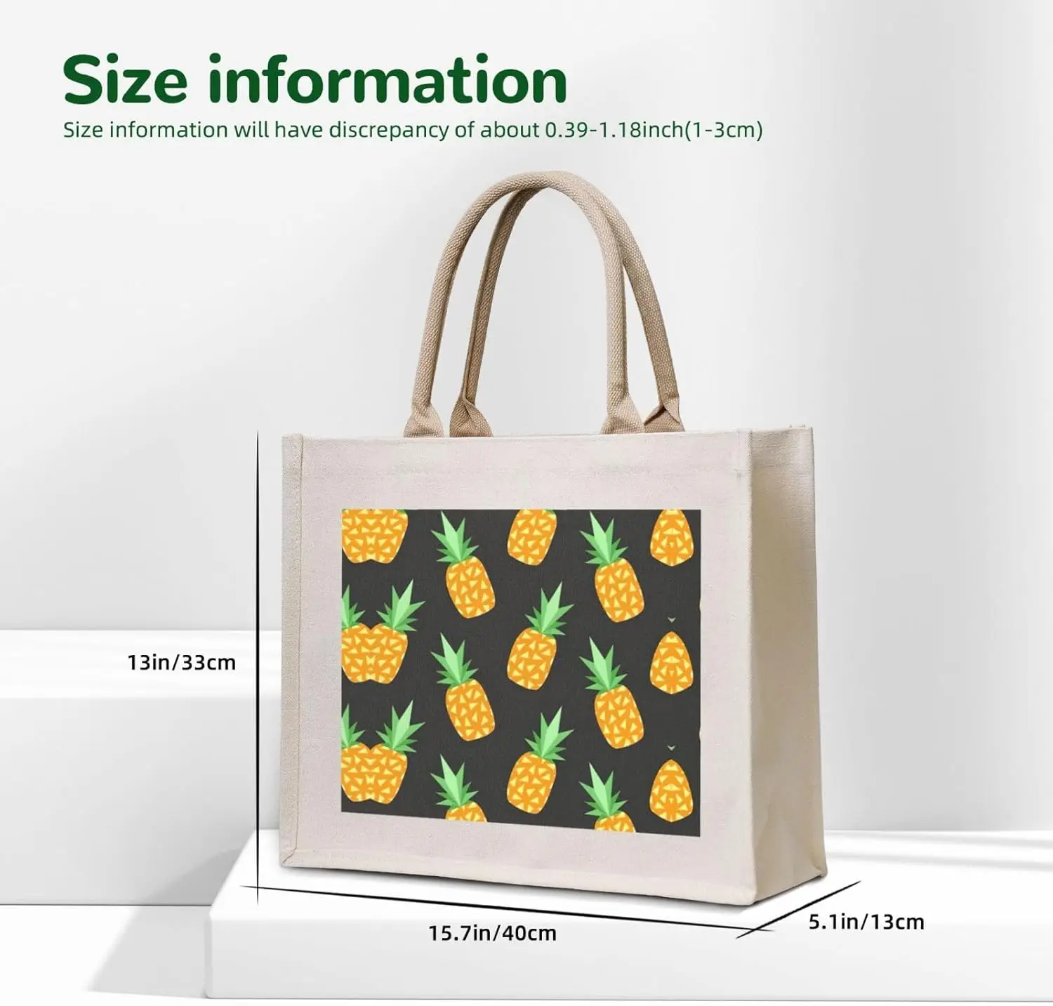 Pineapple Canvas Carrying Tote Bag,Personalized Present Bag, Womens Tote Bag For Yoga, Work,