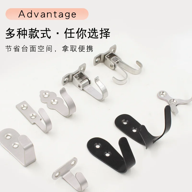 Accessories Wall mounted stainless coat hook Hardware hook type Single hook Rear J Thickened door Hardware accessories Stainless