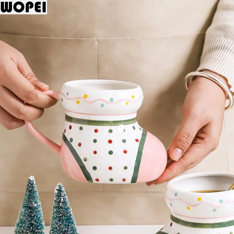 Creative Boot Shaped Ceramic Mug Afternoon Tea Coffee Latte Cup Milk Cup Beverage Cup Oat Breakfast Cups Home Beverage Utensils