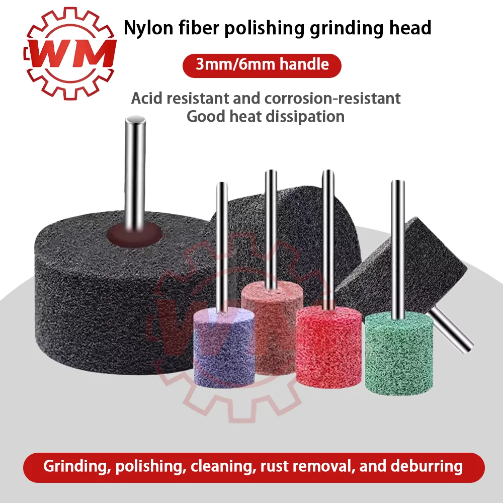 

10/20/30pcs nylon fiber grinding head metal stainless steel polishing wheel 3/6mm shank