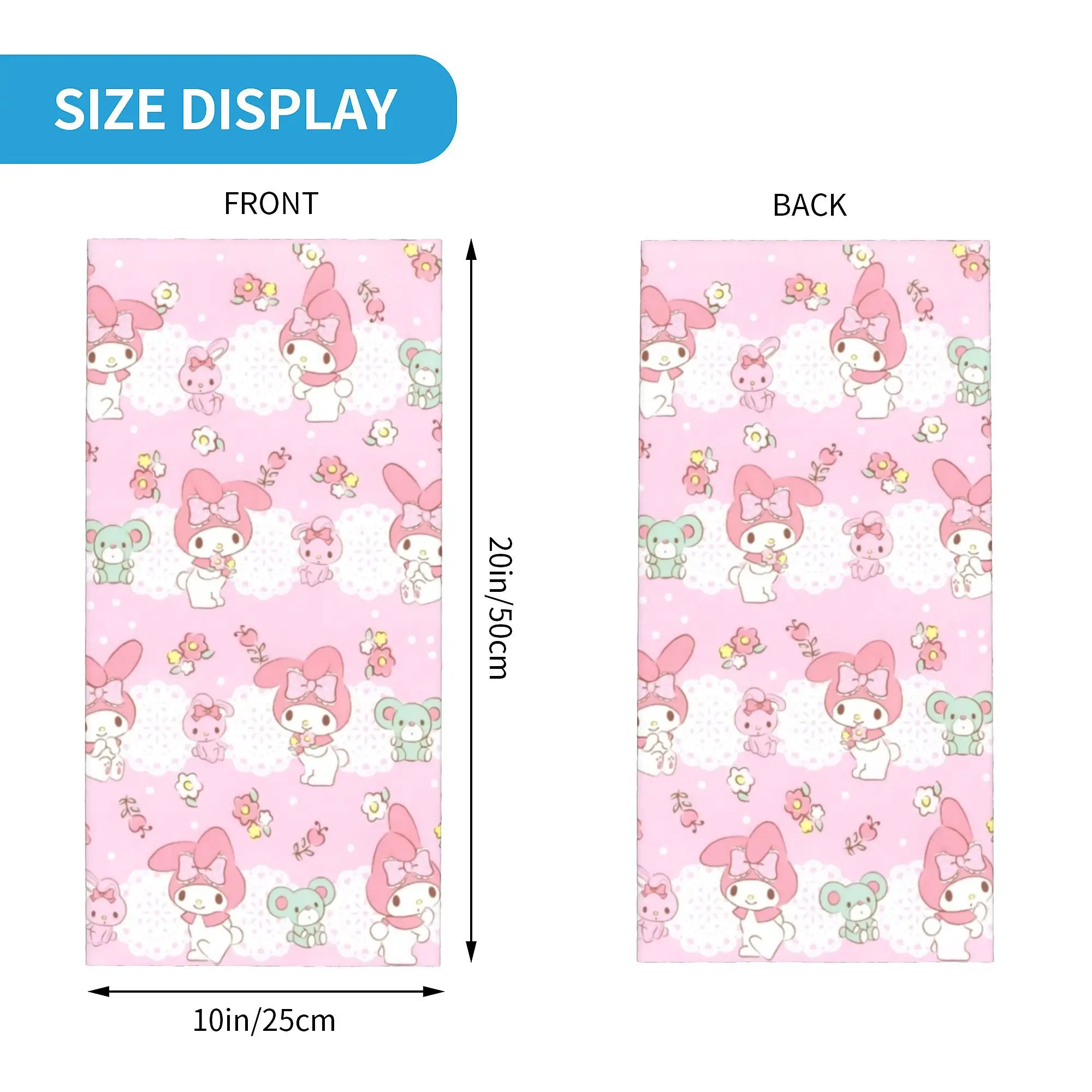 Custom New Melody  Cartoon Kawaii Neck Gaiter Women Men Windproof Winter  Bandana Scarf for Hiking