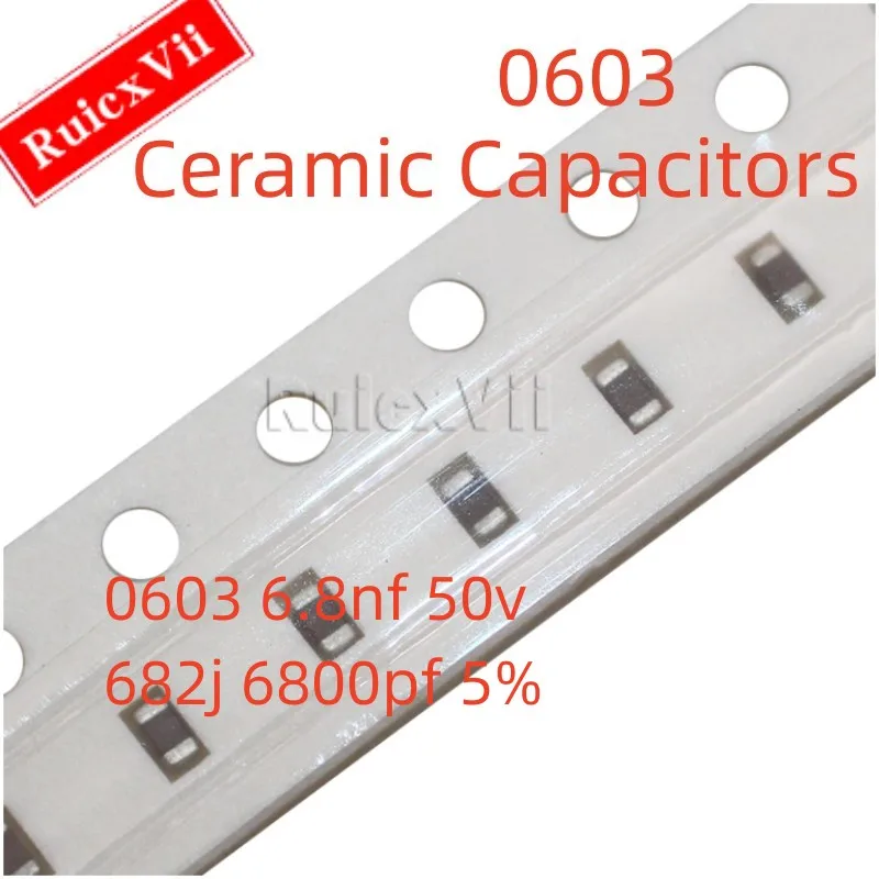 (50pcs) 0603 6.8NF 50V 682J 6800PF 5% NPO COG 1608 SMD Ceramic Capacitors