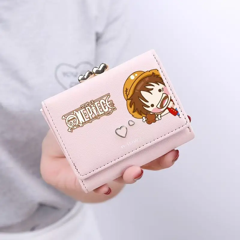 

One Piece Cartoon Figure Anime Peripherals Card Holder Pack Trifold Ins Style Coin Purse Wallet Student Mini Portable Cute Gift