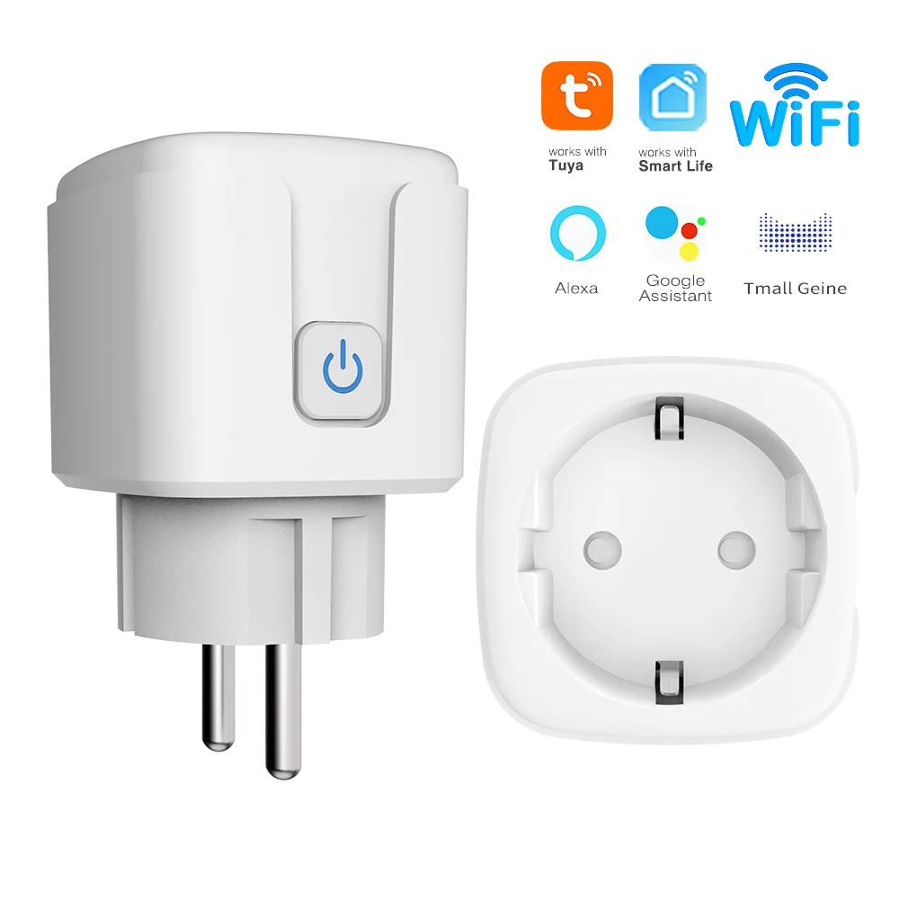 Tuya WiFi Smart Socket with Power Monitoring AC100-240V EU Plug 16A Smart Life APP Voice Control Works with Alexa Google Home