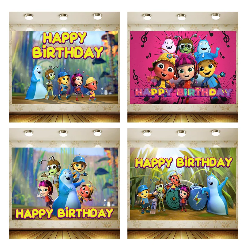 Beat Bugs Birthday Party Supplies Banner Kid Cartoon Decoration Background Photography backdrop