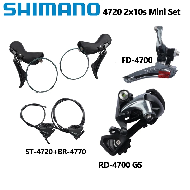 Shimano Tiagra 4720 2x10 Speed Road Bike Bicycle Mini Groupset 4700 Front +GS SS Rear Derailleur + 4720 ST Shifters 4770 Brake