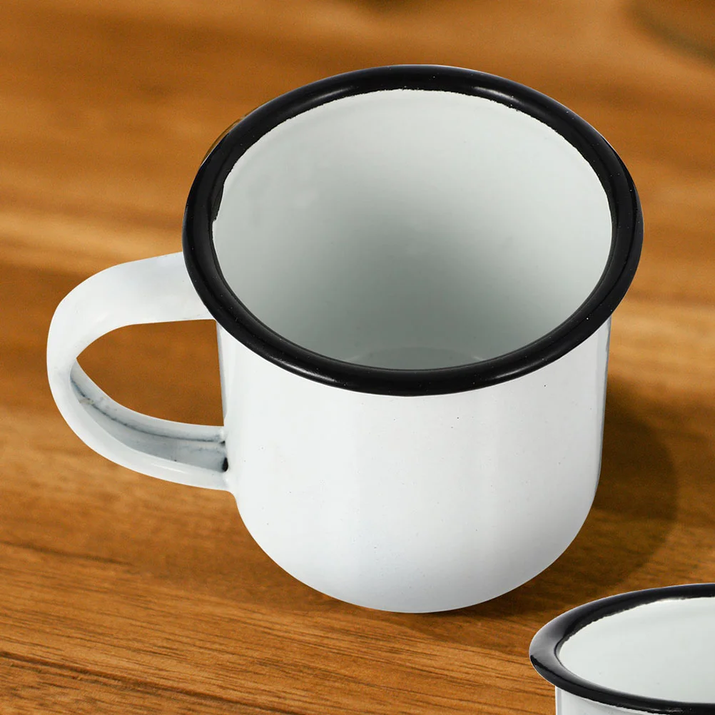 

2 Pcs Enamel Water Cups Retro Vintage Style Drinking Mugs for Coffee Tea Soup Hot Chocolate Simple Design Not Easy to Break