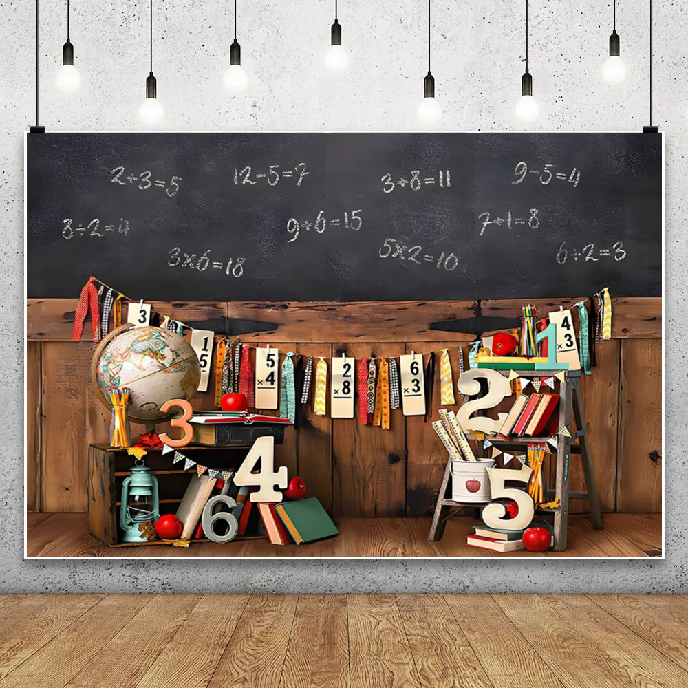 Laeacco Student Desk Chair Blackboard School Study Baby Classroom Photo Backdrop Photographic Background Photocall Photo Studio