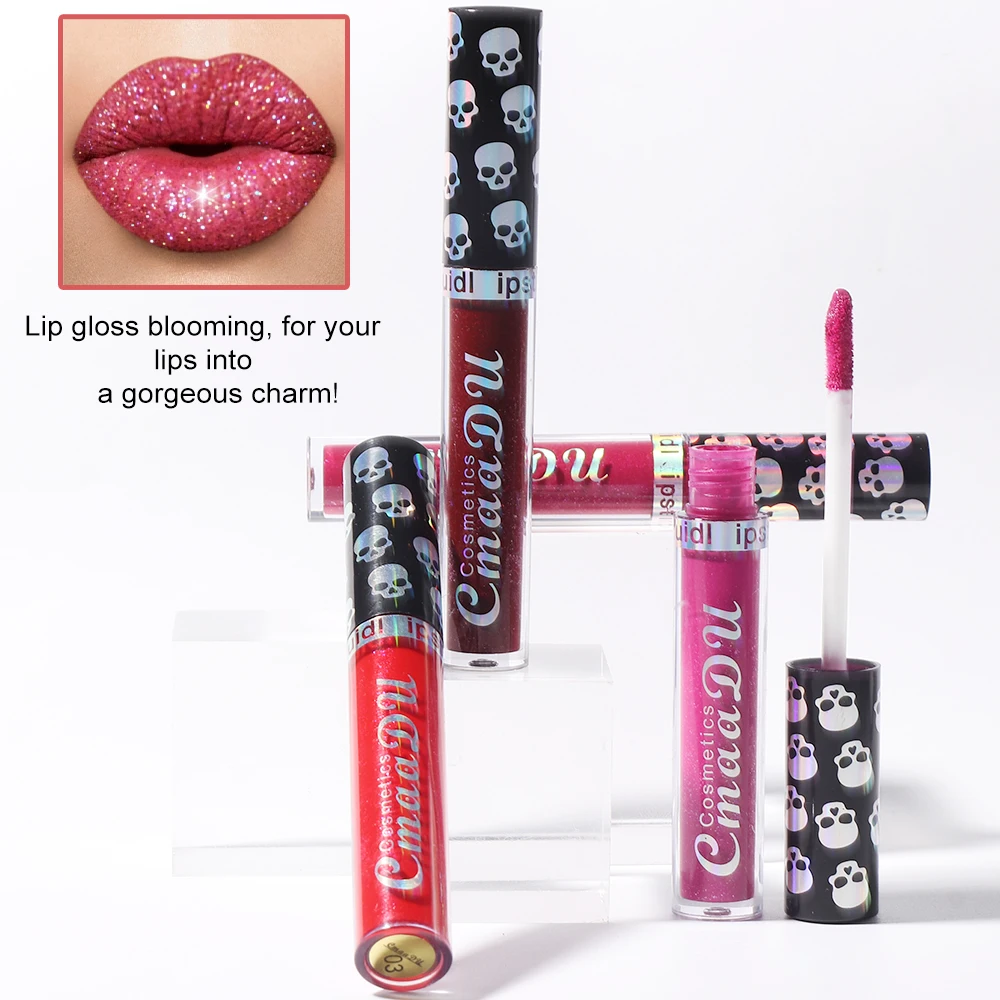 CmaaDu Long Lasting Waterproof Laser Skull Halloween Bash event essential lip gloss lipstick