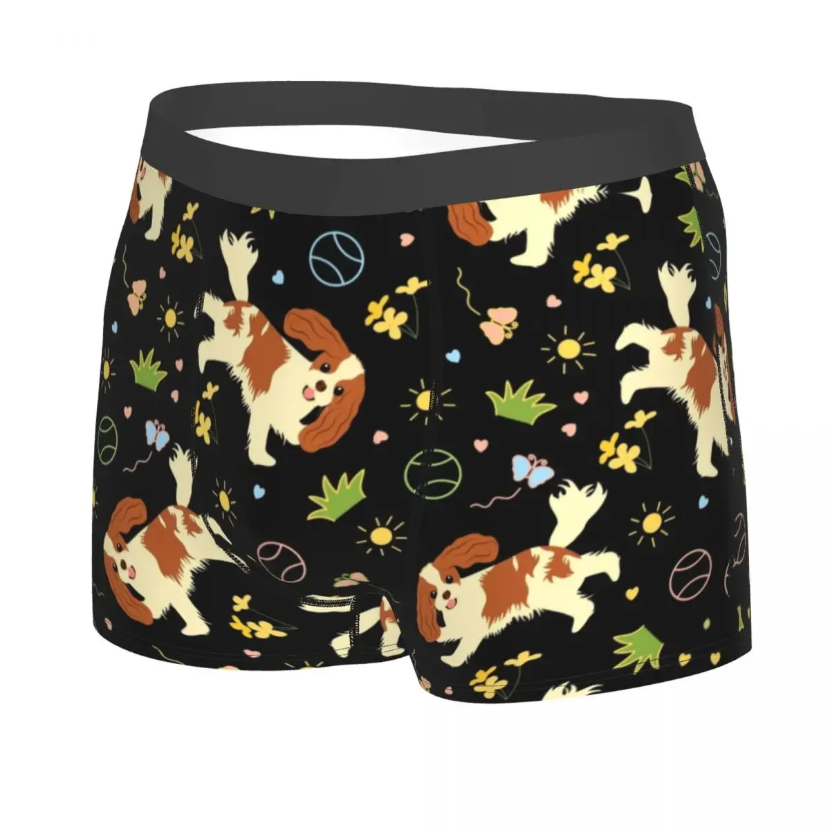 Custom Playing The Cavalier King Spaniel Underwear Men Print Pet Dog Boxer Briefs Shorts Panties Breathable Underpants