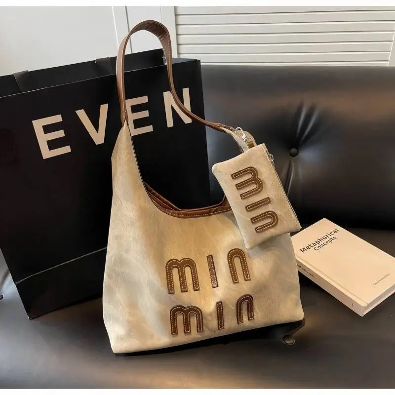 디자이너 스타일 가방 - 2025 신상 - 캐주얼 레트로 대용량 데님 소재 클래식 크로스바디 토트백