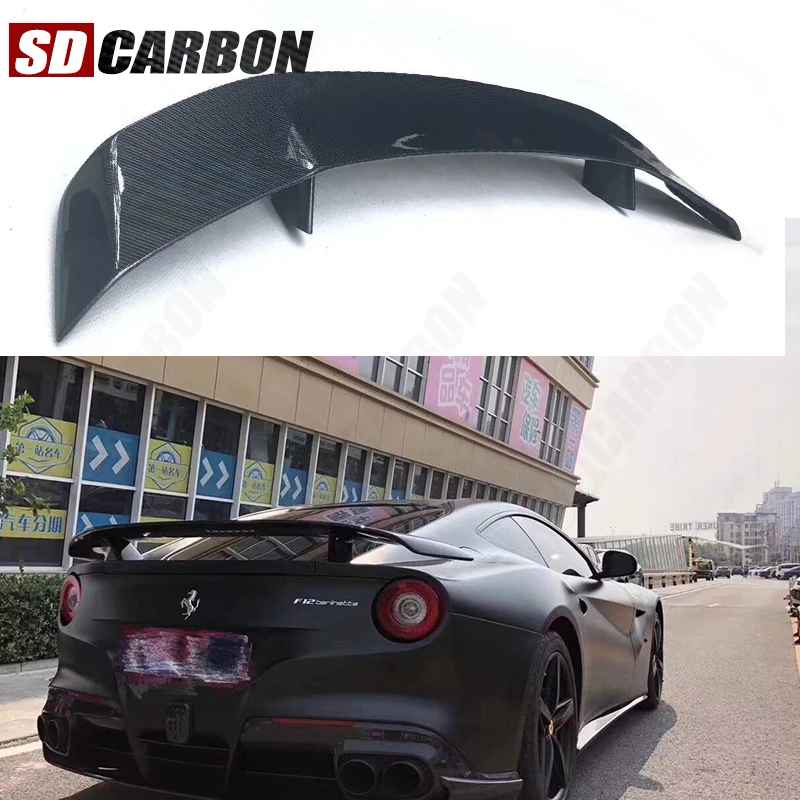 For Ferrari F12 Novitec Style Carbon Fiber Spoiler Tail Fins Rear Trunk Guide Wing Rear Wing Car Trunk Diverter Car Accessories