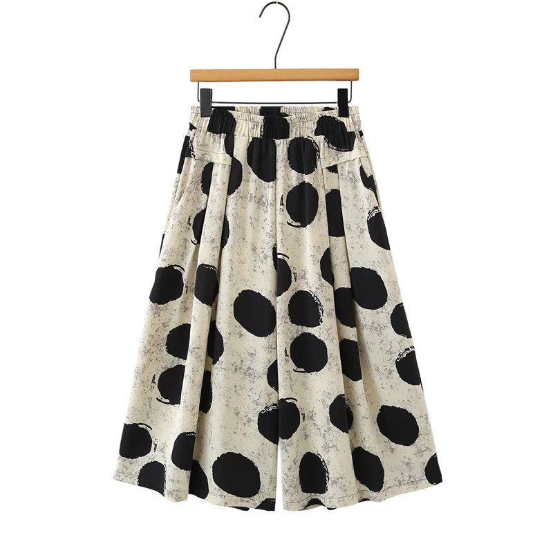 

Plus Size Floral Culottes Pants Women 2026 Summer High Waist Wide Leg Capri Pants Flowy Loose Fit Trousers For Curvy Ladies 8616