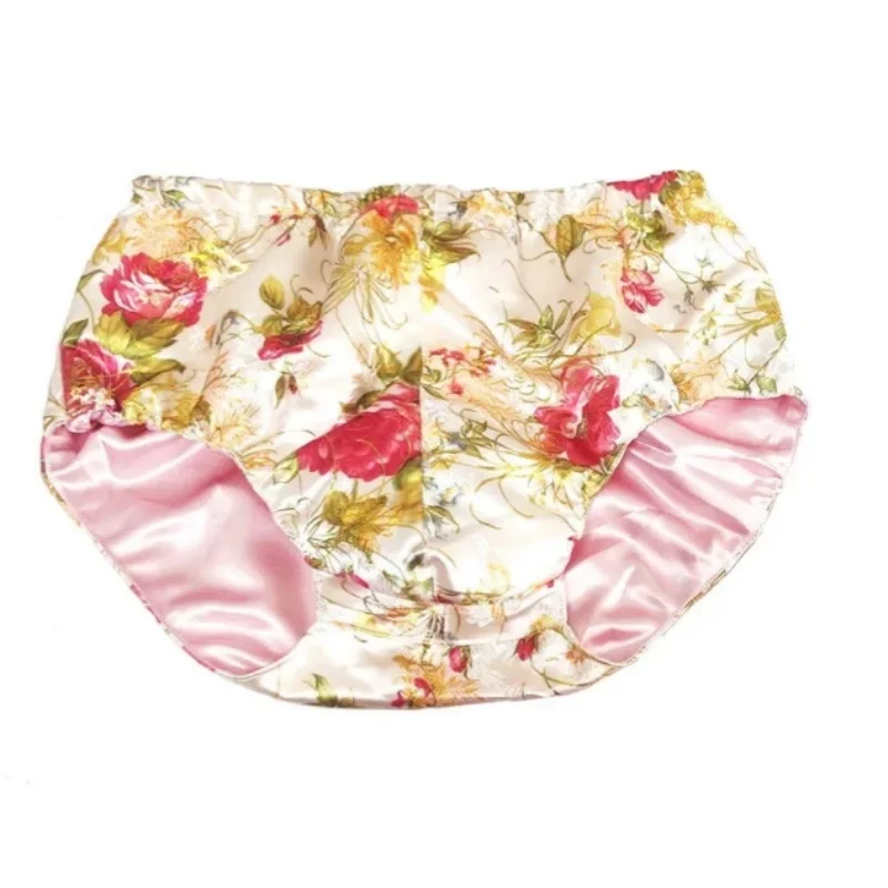 M-4XL Uomo fatto a mano in raso lucido floreale tocco setoso Mutandine Slip lisci Club FKK Private Party BF Spettacolo dal vivo Danza Costumi sexy