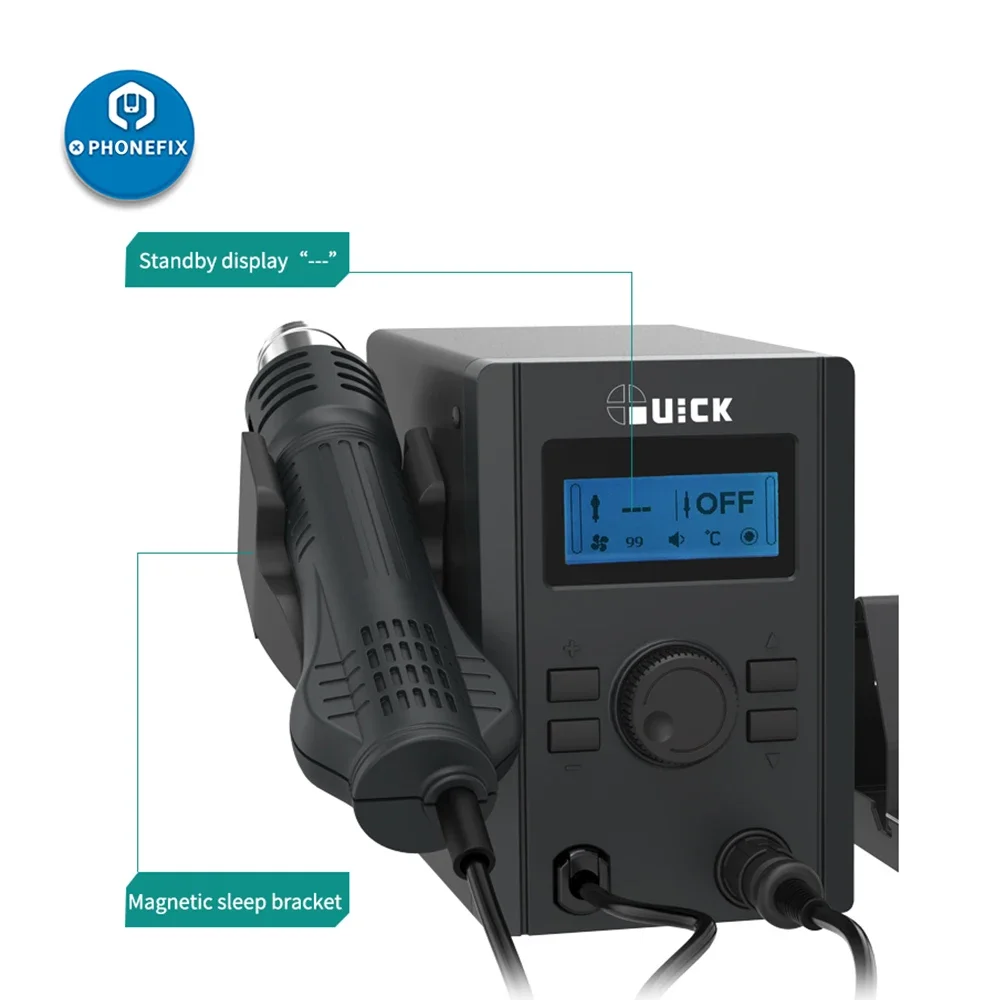 QUICK 715 2 In 1 Hot Air BGA Rework Station & Soldering Station Combined Quick 2008 Air Gun and 936A Electric Soldering Iron