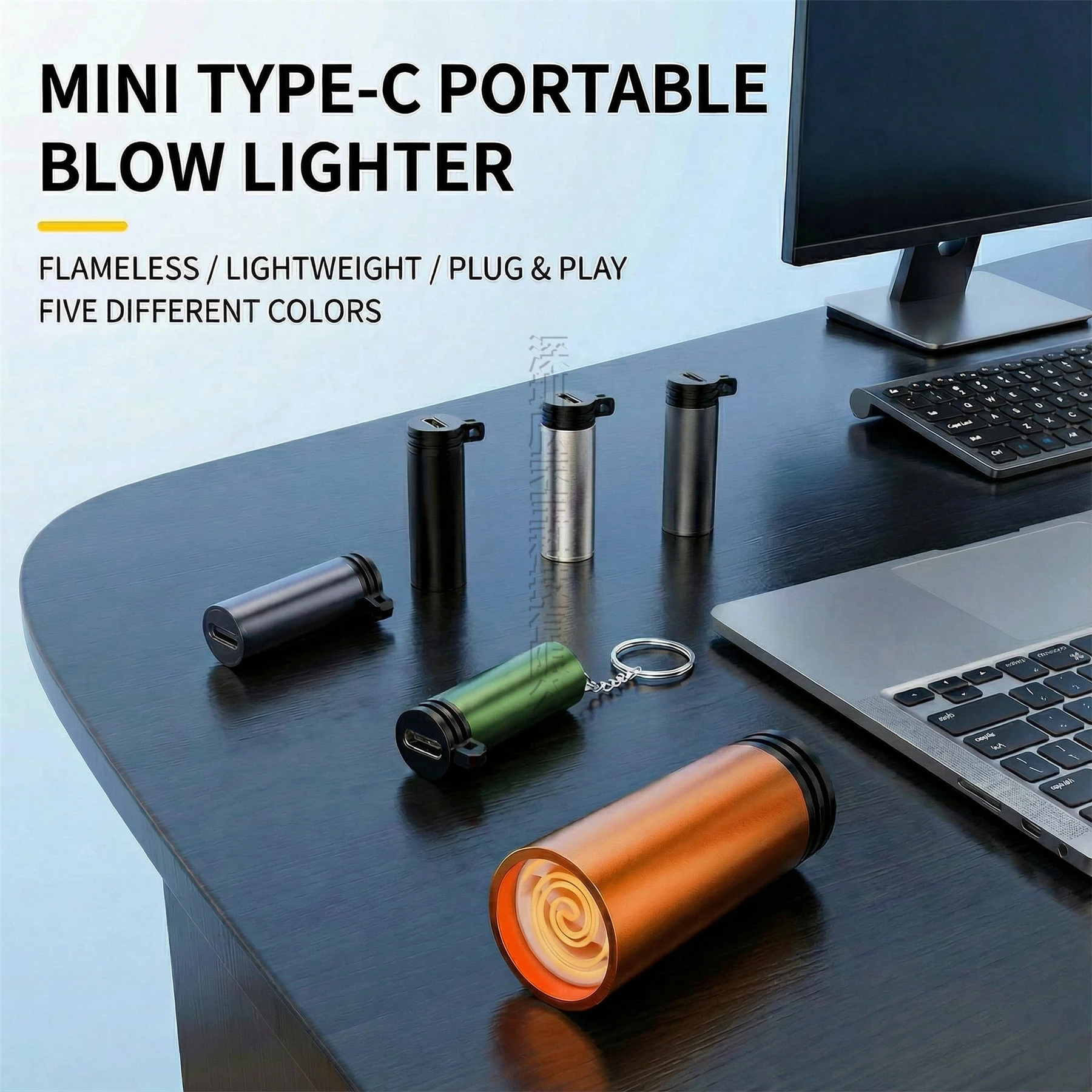 Type C Mini portable lighter Cigarette Lighter Windproof Cigarette Lighter Outdoor Blowing USB-C Cigarette Lighter Adapter6.5W5V