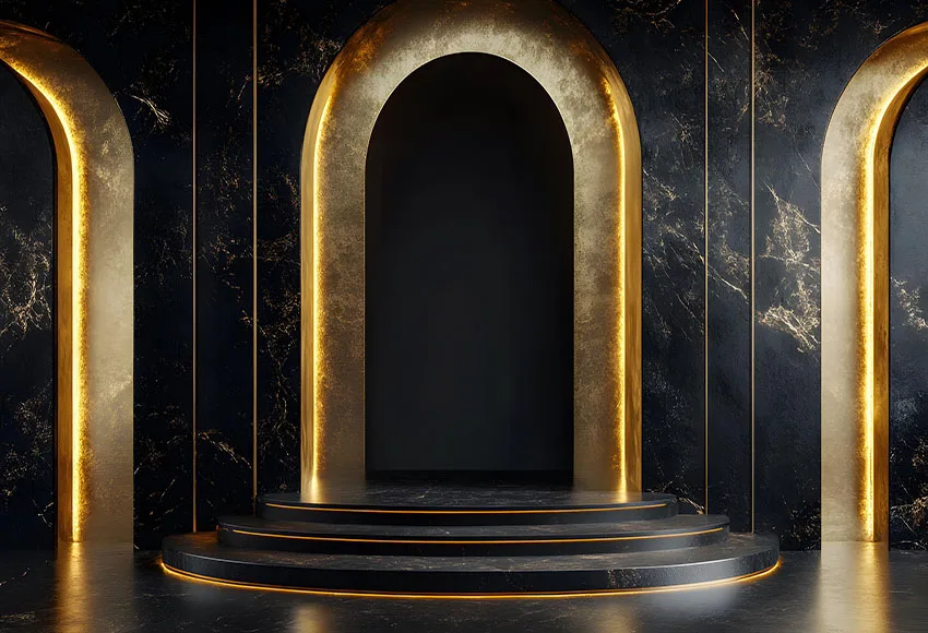 Mehofond التصوير خلفية فاخرة الأسود والذهبي قوس جدار عيد ميلاد الزفاف الأمومة صورة ديكور خلفية استوديو الصور