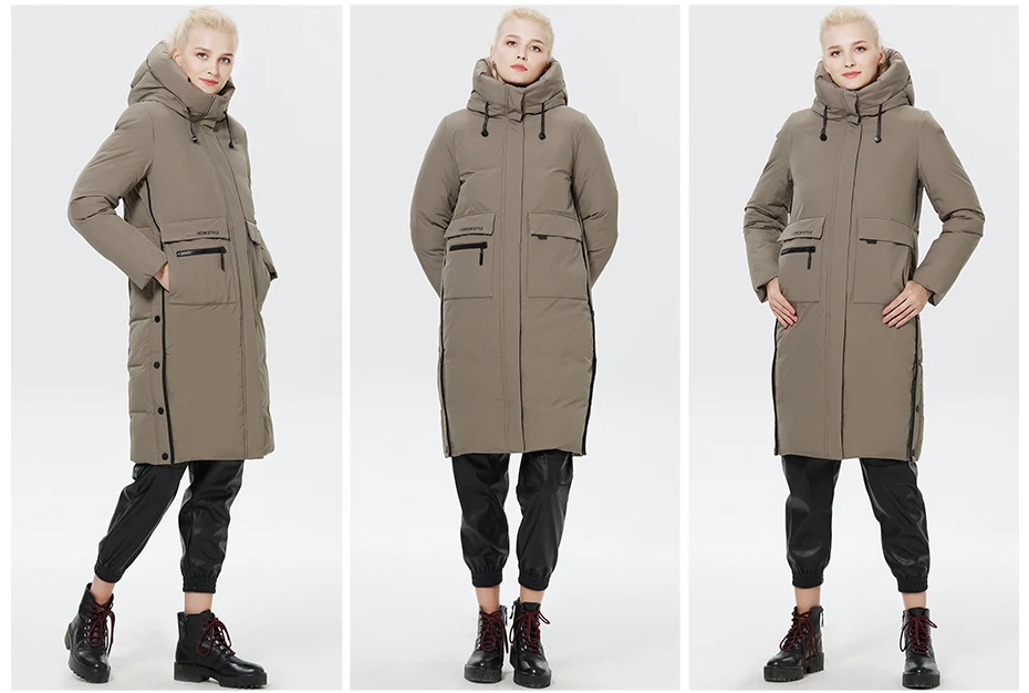 ICEbear 2023 Winter Women Jacket Long Cotton Big Pockets Ladies Coat Women's Thickened Warm Parka GWD22578-1D