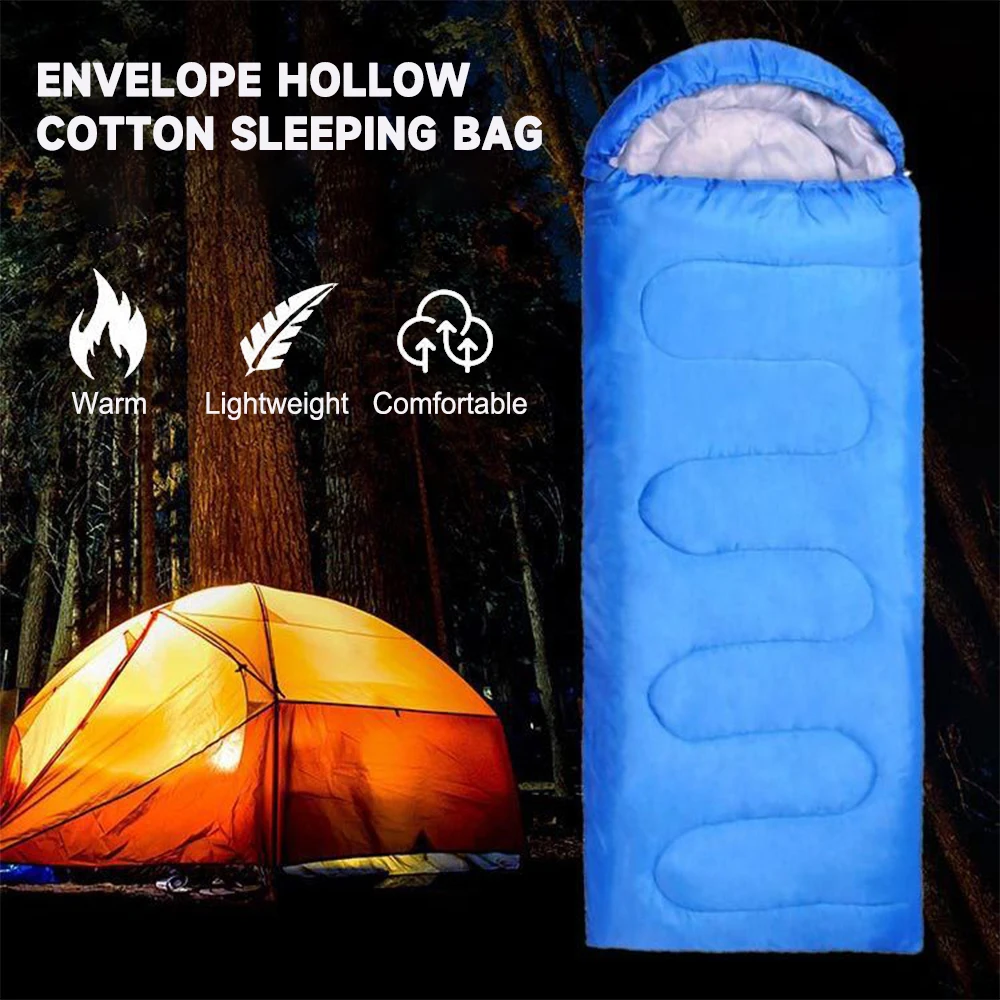 

Waterproof 170T Polyester Sleeping Bag, Ultra Light 4 Seasons Sleeping Bag, Hooded Envelope Design, Backpacking Essential