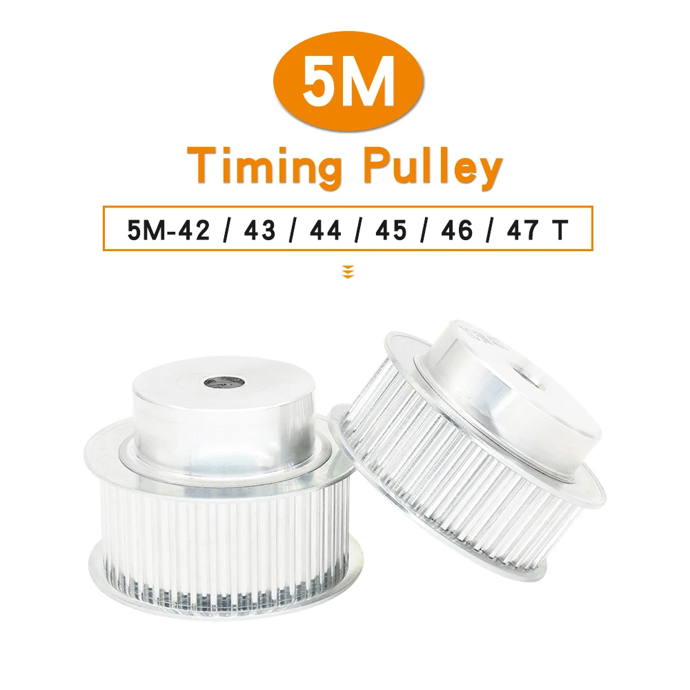 Motor Pulley 5M 42T/43T/44T/45T/46T/47T Bore Size 10mm Teeth Pitch 5.0 Alloy Pulley Belt Width 20/25 mm 5M Rubber Belt